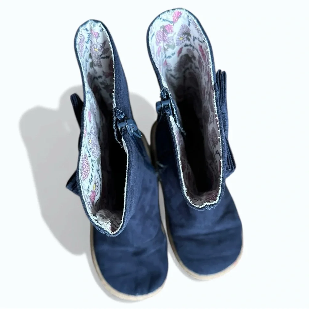 Livie & Luca Navy Neve Boots with Bows Toddler Girl Size 8